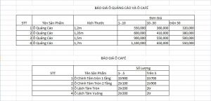 bảng báo giá ô dù che nắng ngoài trời giá rẻ