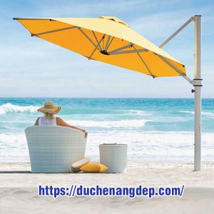 dù tròn lệch tâm có bánh xe di chuyển di động tán dù